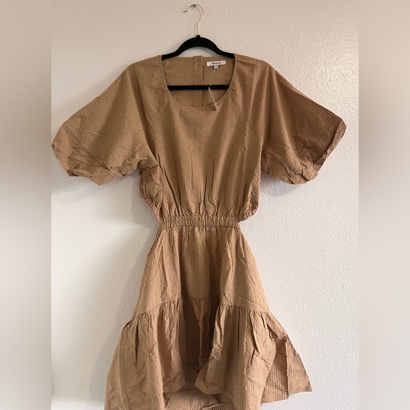 Madewell Seersucker Puff-Sleeve Cutout Mini Dress size XL - Picture 5 of 11